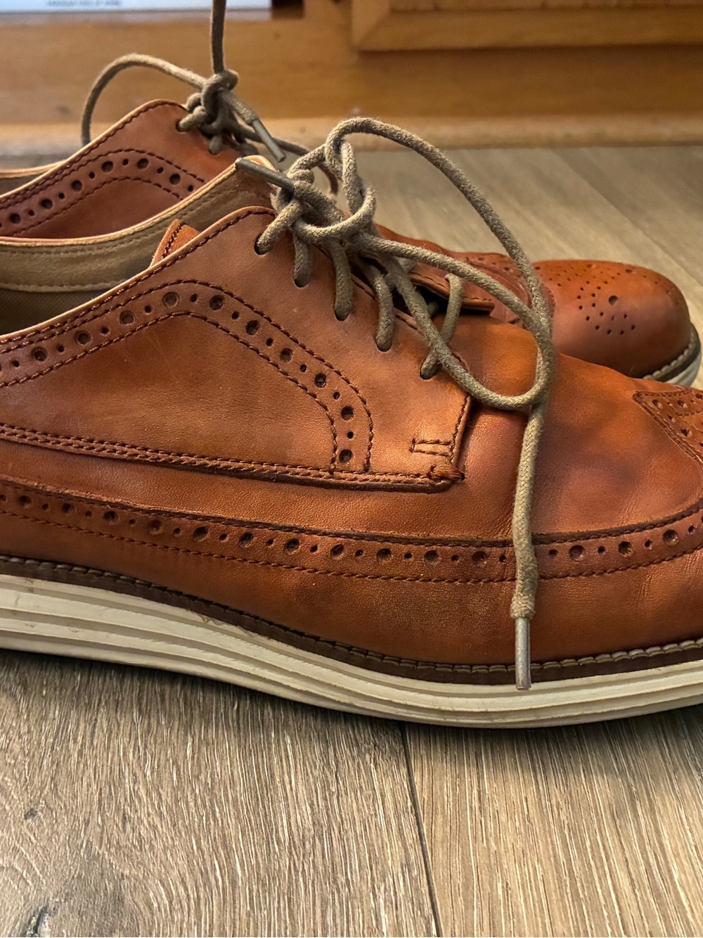 Cole Haan Men’s Brown Leather Wingtip Oxfords size 11.5 - Picture 5 of 7